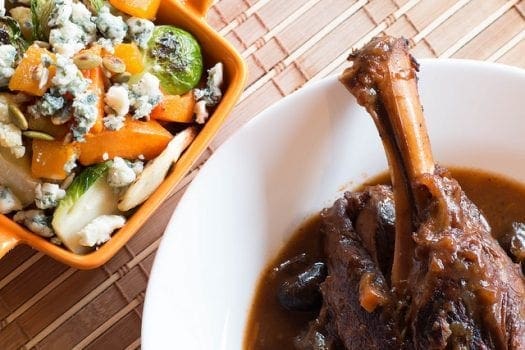 Preeminent Glamping in Nova Scotia: Cabot Shores Photo of a Lamb Shank Dinner. Glamping in Nova Scotia at Its Finest.