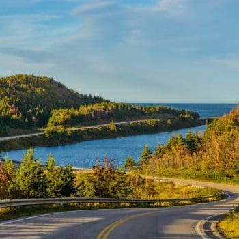Photo of a Winding Road on the Cabot Trail Cycling Loop.