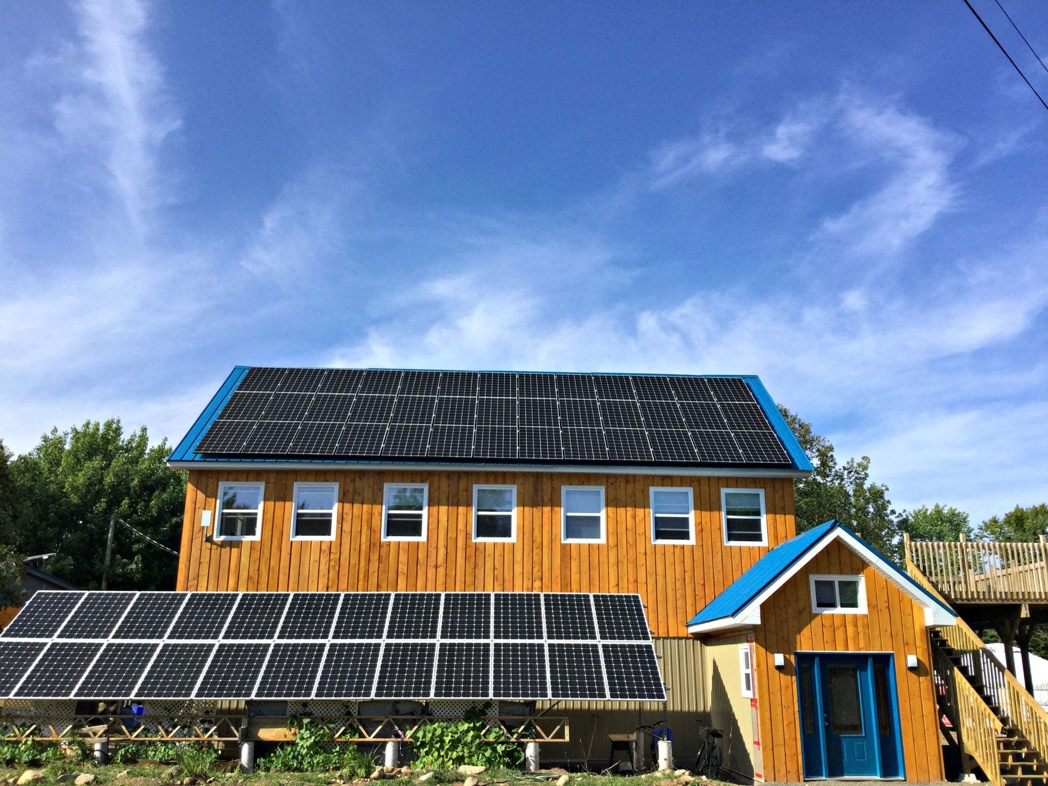 A wide angle view of the Cabot Shores event center and solar panels. A wide angle view of the Cabot Shores event center and solar panels.